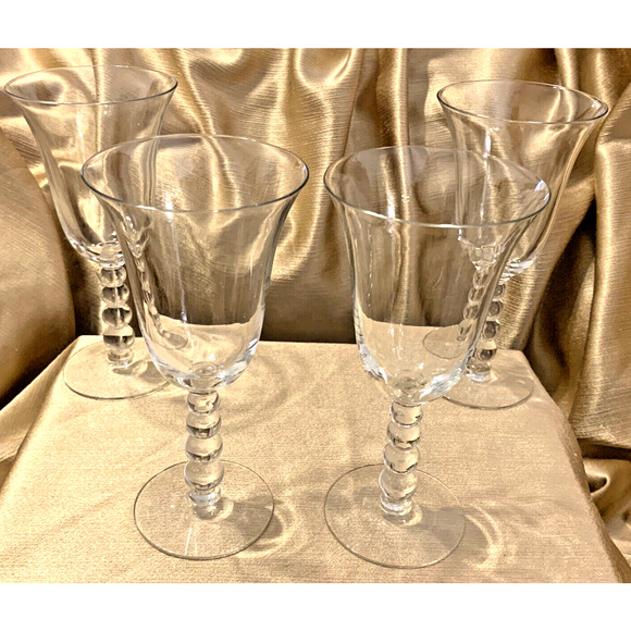Imperial Other - Imperial Crystal Candlewick #3400 7.5” Goblet Ball Stem Glasses 9 oz 4pc 1958
